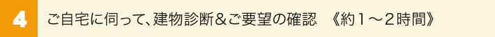 ４ご自宅に伺って、建物診断＆ご要望の確認(約１～２時間)